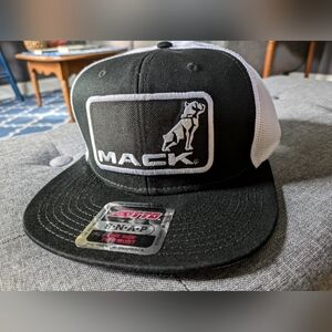 MACK Trucks Bulldog Logo Patch Hat Long Haul 18 Wheeler Driver Pride B&W Retro